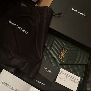 AUTHENTIC YSL POUCH ENVELOPE MATELASSE GRAIN DE POUDRE